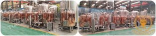 Red copper 500L beer brewery equipment delivered to UK